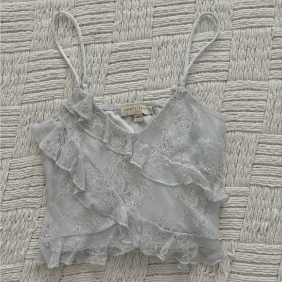 Thirty Thirty Tops - white Lace Ruffle tank top